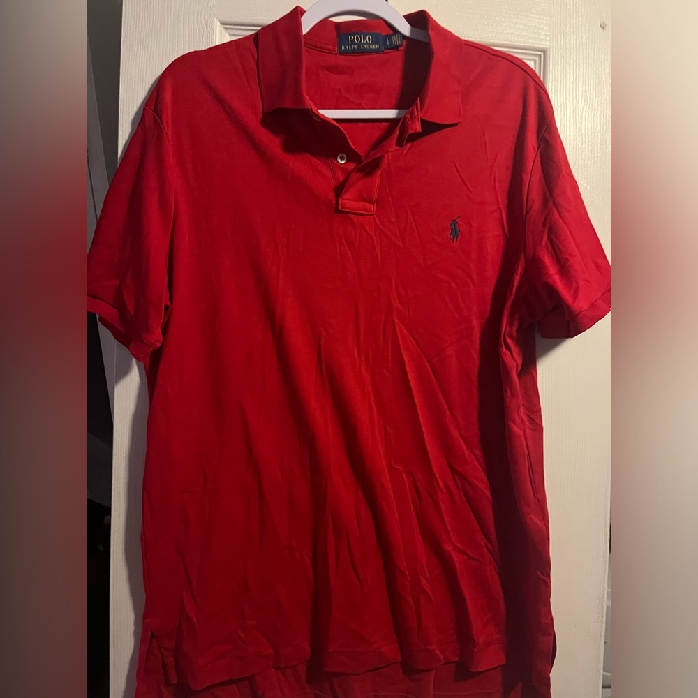 Men’s red polo by RL, sz L